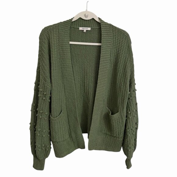 Madewell Sweaters - Madewell Sweater Women Small Green Bobble Cardigan Chunky Boxy Knit Open Relaxed